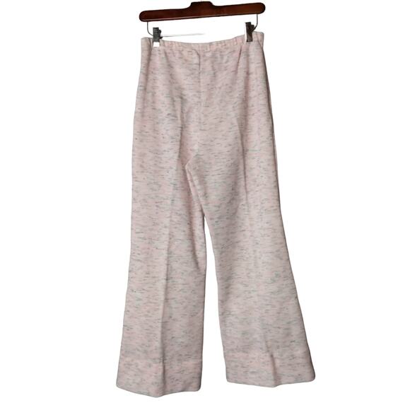 Vintage 70s Women's Sz 14 Leisure Suit Pants Flare Pink Spacedye Pull On Sweats - Picture 5 of 5